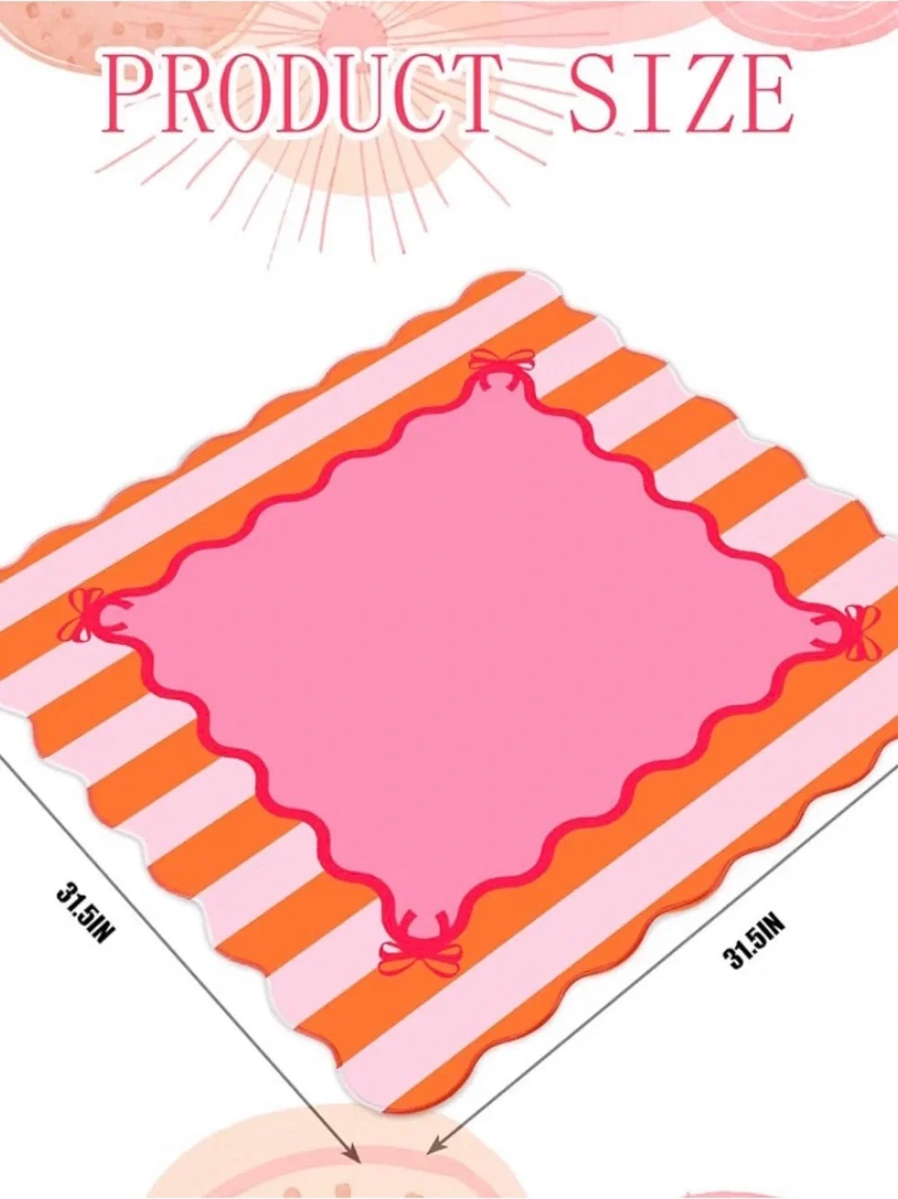 Pink and Orange Scalloped Mahjong Mat 31.5